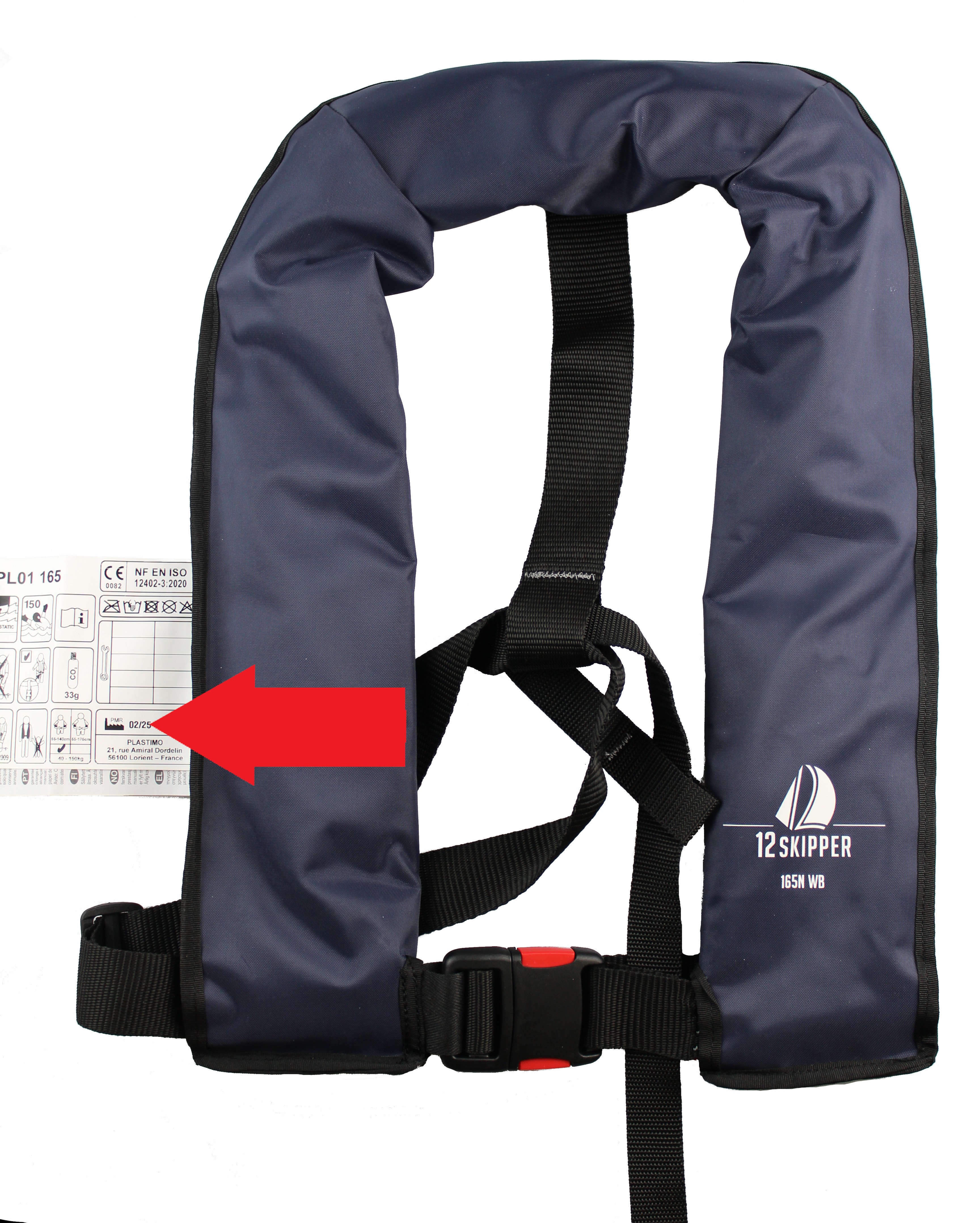 12skipper Automatik-Rettungsweste 165N ISO mit Harness, rot
